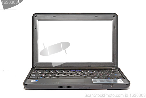 Image of modern netbook on white background