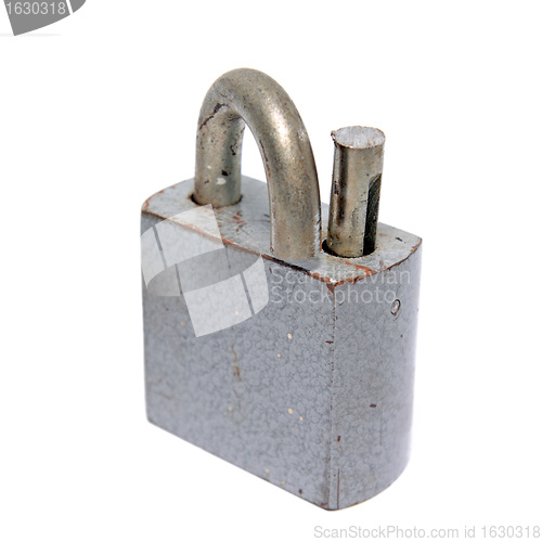 Image of cut lock on white background
