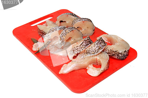 Image of cut fish on white background