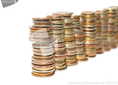 Image of coins on white background