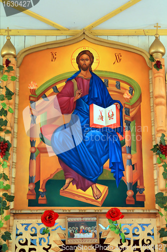 Image of icon in rural russian orthodox church