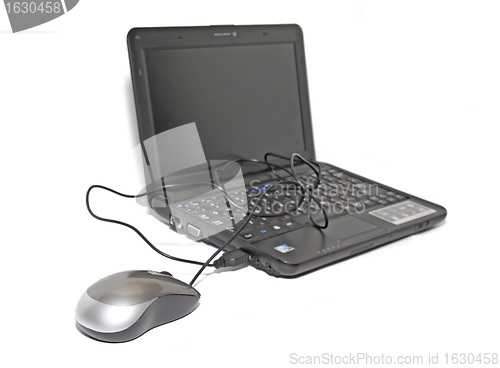 Image of modern netbook on white background