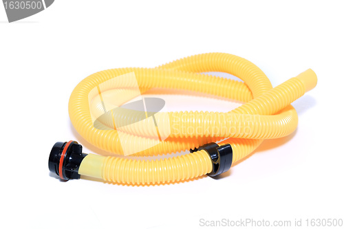 Image of yellow hose on white background