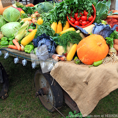 Image of set vegetables on rural market