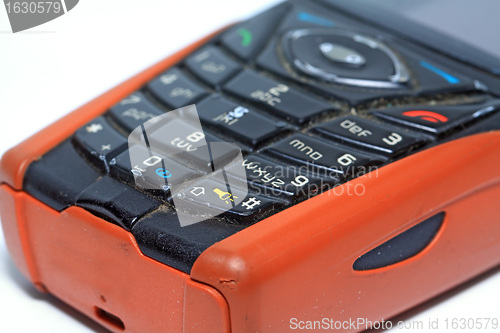 Image of old telephone on white background