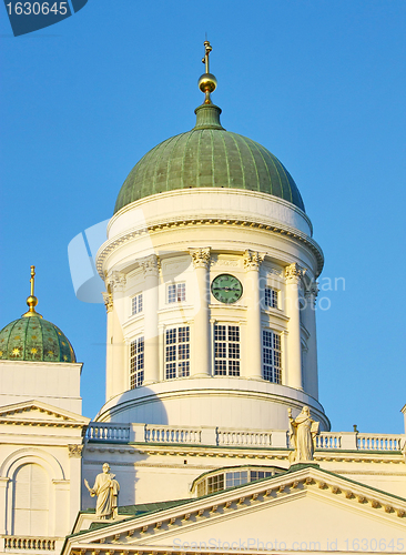 Image of Helsinki cathedral on blue sky 