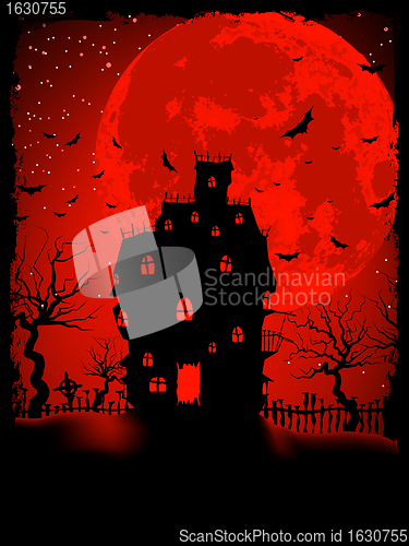 Image of Scary Halloween Castle with Copy Space. EPS 8