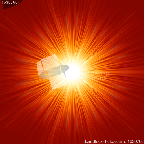 Image of White bursting star isolated in red space. EPS 8