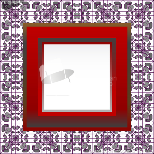 Image of Gallery Interior with empty frames on red wall