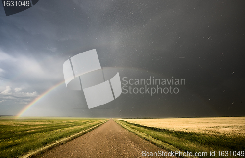 Image of Prairie Hail Storm and Rainbow