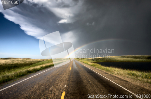 Image of Prairie Hail Storm and Rainbow