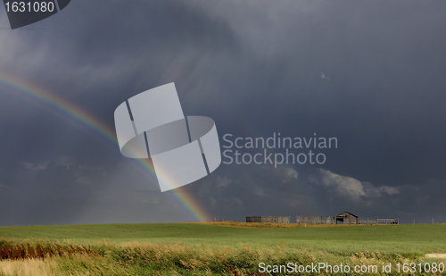Image of Prairie Hail Storm and Rainbow