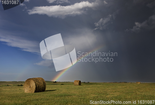 Image of Prairie Hail Storm and Rainbow