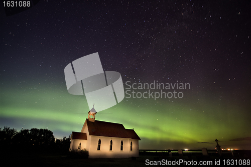 Image of Northern Lights Saskatchewan Canada Church