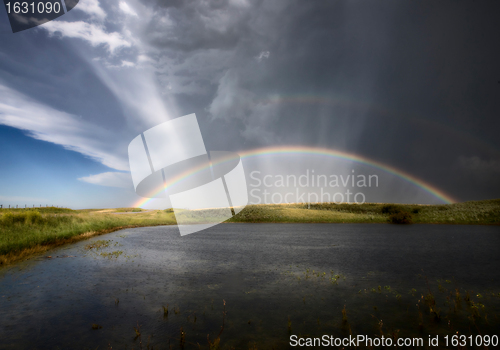 Image of Prairie Hail Storm and Rainbow