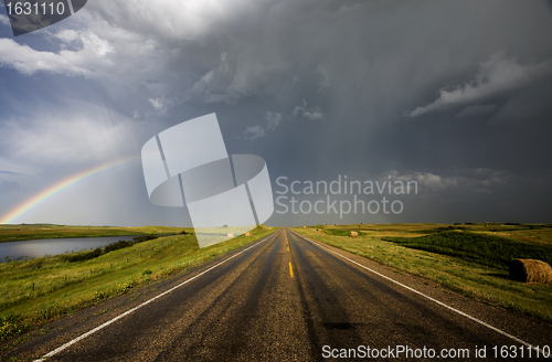 Image of Prairie Hail Storm and Rainbow