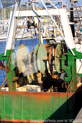 Image of details of an old fishing boat, a trawler