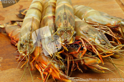 Image of big fresh tiger prawns, king prawns, shrimp