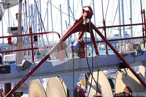 Image of details of an old fishing boat, a trawler