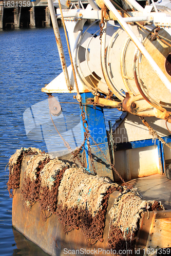 Image of details of an old fishing boat, a trawler