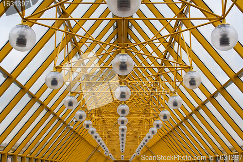 Image of Yellow roof of Andrew's Bridge in Moscow