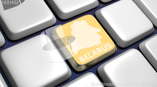 Image of Keyboard (detail) with Belarus map key