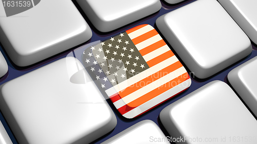 Image of Keyboard (detail) with USA flag key