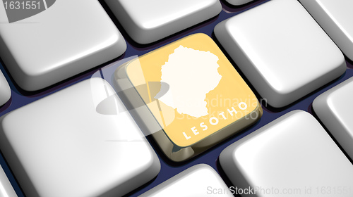 Image of Keyboard (detail) with Lesotho map key