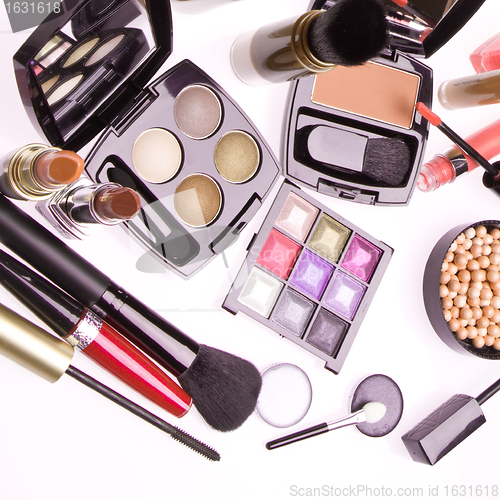 Image of set of cosmetic makeup products