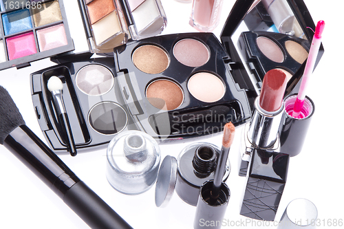 Image of set of cosmetic makeup products