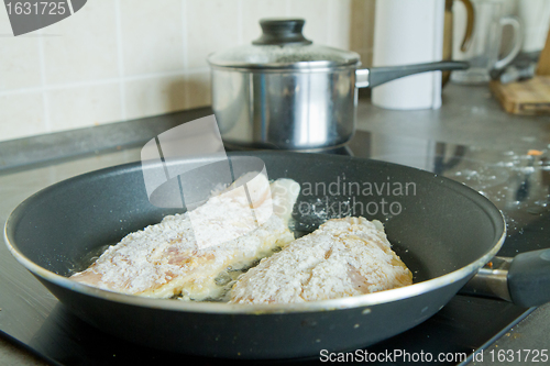 Image of frying fish fillet