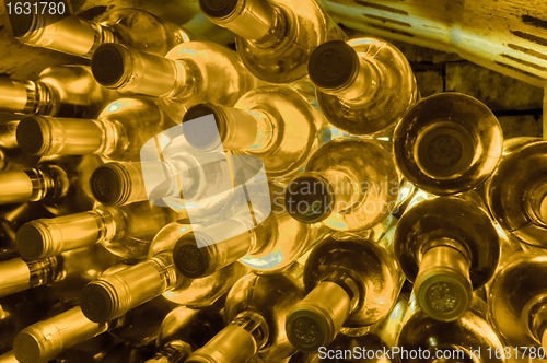 Image of wine bottles stacked up