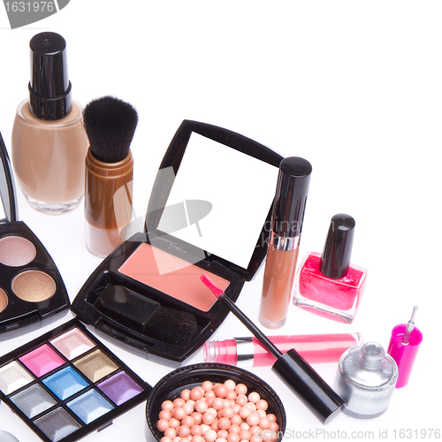 Image of set of cosmetic makeup products