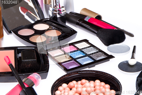 Image of set of cosmetic makeup products