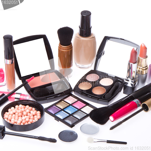 Image of set of cosmetic makeup products