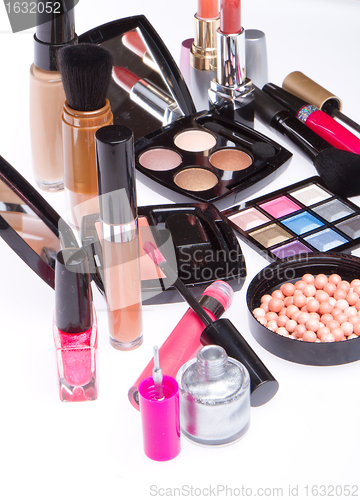 Image of set of cosmetic makeup products