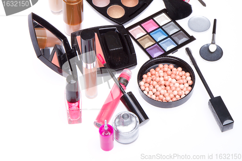 Image of set of cosmetic makeup products