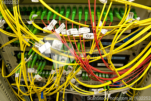 Image of Fiber cables connected to servers 