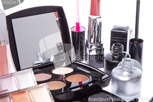 Image of set of cosmetic makeup products