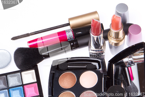 Image of set of cosmetic makeup products