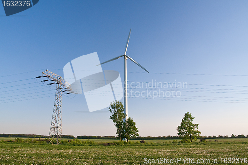 Image of windmill and powerlines