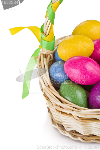 Image of colorful easter eggs in basket