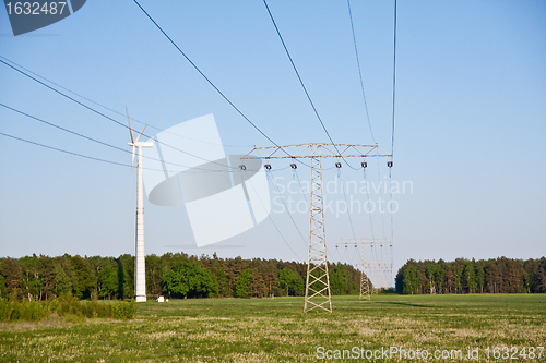 Image of windmill and powerlines