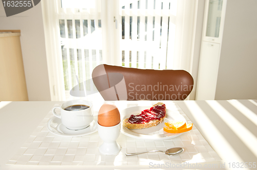Image of Sunlight through the window. Breakfast