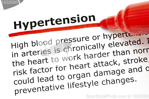 Image of Hypertension underlined with red marker