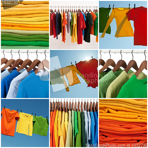 Image of Variety of multicolored casual clothing