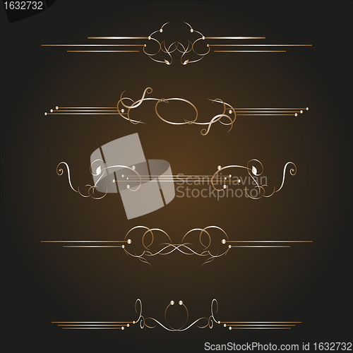 Image of Vector set of golden ornate page decor elements