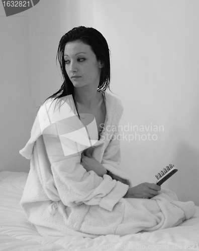 Image of woman in bathrobe
