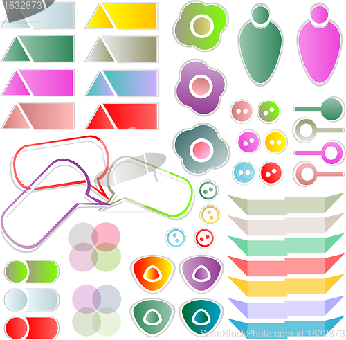 Image of scrapbook elements with a lot of tags and stickers