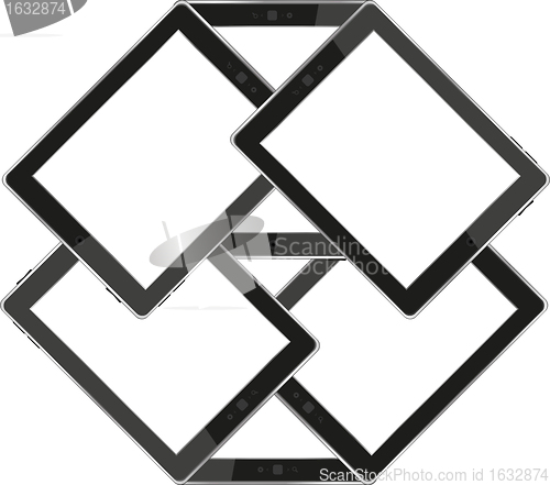 Image of Vector tablets pc with empty white screen and black frame